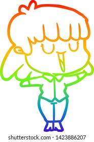 dibujo de una mujer de dibujos animados con gradiente de arco iris