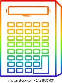 rainbow gradient line drawing of a cartoon calculator
