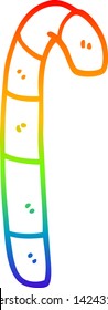 rainbow gradient line drawing of a cartoon striped candy cane