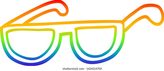 rainbow gradient line drawing of a cartoon sunglasses