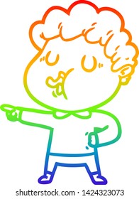 dibujo de una línea de gradiente de arco iris de un hombre de dibujos animados cantando