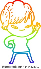 dibujo de una mujer feliz con gradiente de arco iris