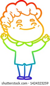 Regenbogengradientenzeichnung eines Cartoon-freundlichen Mannes