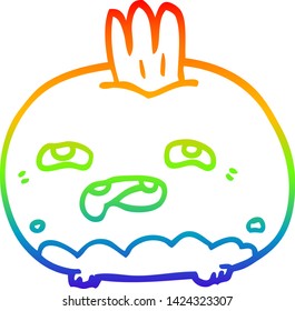dibujo de la línea de gradiente de arcoiris de una huerta de raíz feliz de dibujos animados