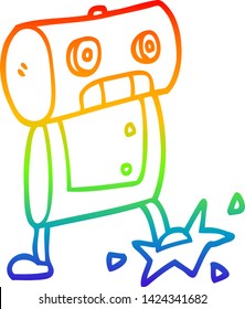 dibujo de línea de gradiente de arco iris de un robot de dibujos animados