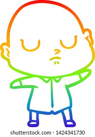 rainbow gradient line drawing of a cartoon bald man
