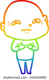 rainbow gradient line drawing of a cartoon nervous man