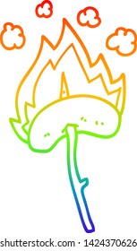 rainbow gradient line drawing of a cartoon hot dog