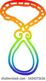 rainbow gradient line drawing of a cartoon pendant