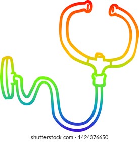 dibujo de la línea de gradiente del arco iris de un estetoscopio de dibujos animados