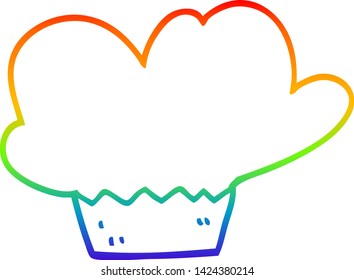 rainbow gradient line drawing of a cartoon muffin