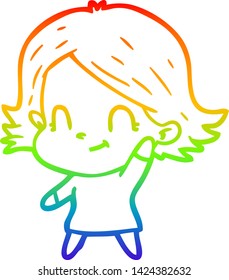 dibujo de una chica amigable con el gradiente del arco iris