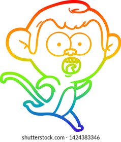 rainbow gradient line drawing of a cartoon shocked monkey