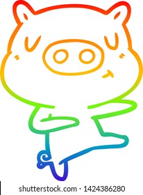 Regenbogen-Farbverlauf-Zeichnung eines Kartoongehalts Schweine-Tanz