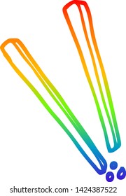 rainbow gradient line drawing of a cartoon wooden chopsticks