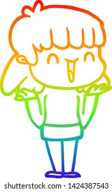 dibujo de una mujer de dibujos animados con gradiente de arco iris