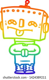 rainbow gradient line drawing of a cartoon robot