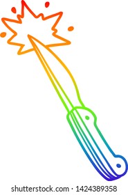 dibujo de la línea del gradiente del arco iris de una caricatura afilada cuchillo de cocina