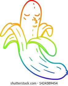 rainbow gradient line drawing of a cartoon best quality organic banana
