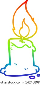 dibujo de línea de gradiente de arco iris de una vela de dibujos animados