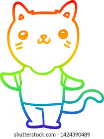 dibujo de una línea de gradiente de arco iris de un gato de dibujos animados