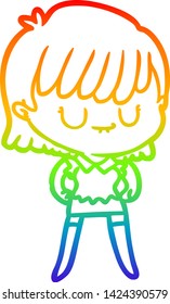 dibujo de una mujer de dibujos animados con gradiente de arco iris