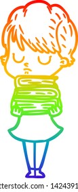 dibujo de una mujer de dibujos animados con gradiente de arco iris