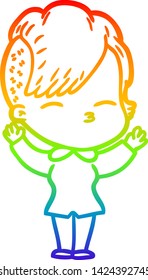dibujo de una chica de la caricatura con gradiente de arco iris
