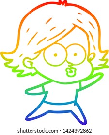 dibujo de una niña de dibujos animados con gradiente de color arcoiris