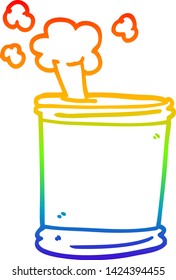 rainbow gradient line drawing of a cartoon can of beer