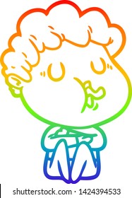 rainbow gradient line drawing of a cartoon man singing