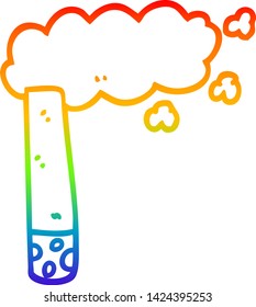 dibujo de línea de gradiente de arco iris de un cigarrillo de dibujos animados