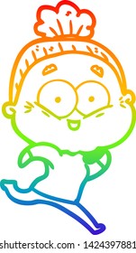 Regenbogengradientenzeichnung einer glücklichen alten Frau