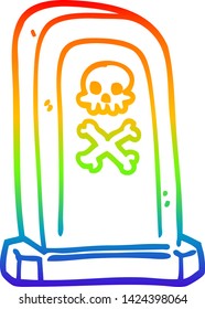 Regenbogen-Farbverlauf-Zeichnung eines Cartoon-Grabsteins
