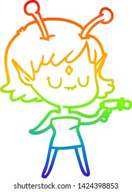 dibujo de una chica alienígena con pistola de rayos