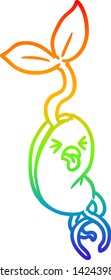 rainbow gradient line drawing of a cartoon sprouting seedling