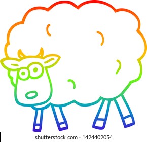 Regenbogengradientenzeichnung eines Cartoon-Schafs