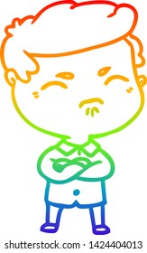 Regenbogen-Farbverlauf-Zeichnung eines Cartoons verärgert Mann