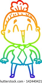 dibujo de la línea de gradiente del arco iris de una anciana feliz