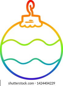 desenho de linha de gradiente do arco-íris de uma bolha de natal de desenho animado