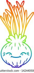 rainbow gradient line drawing of a cartoon onion
