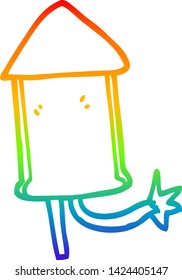 rainbow gradient line drawing of a cartoon firework