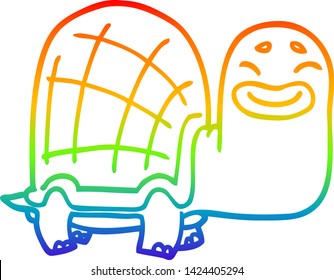 dibujo de una tortuga feliz con gradiente de arco iris