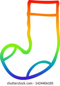 rainbow gradient line drawing of a cartoon old sock