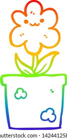 Regenbogengradientenzeichnung einer Cartoon House Pflanze
