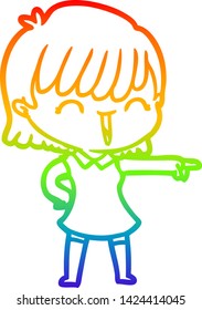 rainbow gradient line drawing of a cartoon woman