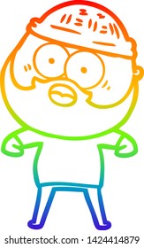 rainbow gradient line drawing of a cartoon surprised bearded man