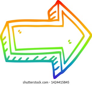 rainbow gradient line drawing of a cartoon arrow