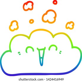 rainbow gradient line drawing of a cartoon happy cloud