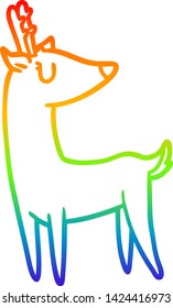 rainbow gradient line drawing of a Cartoon deer